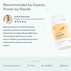 Bettervits Vitamin D3 5000 IU for Women and Men | with High Strength K2 Vitamins for Immune Support and Bone Health | Vitamin D Supplements with Calcium Absorption | 60 Vegetarian Capsules