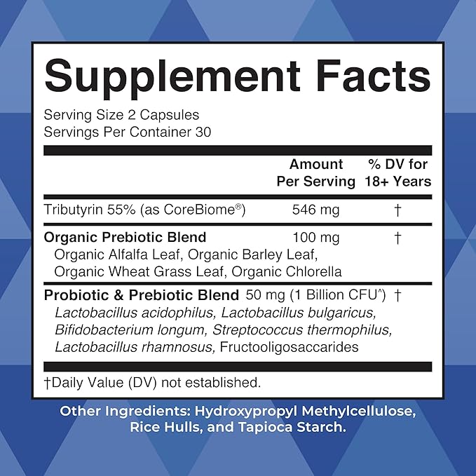 MARYRUTH'S Complete Gut Health+ Capsules | 5 Probiotic Blend | Butyrate | Corebiome® | Vegan Gut Support | Support Gastrointestinal Health & Microbiome | 2 Capsules Daily | 30 Servings