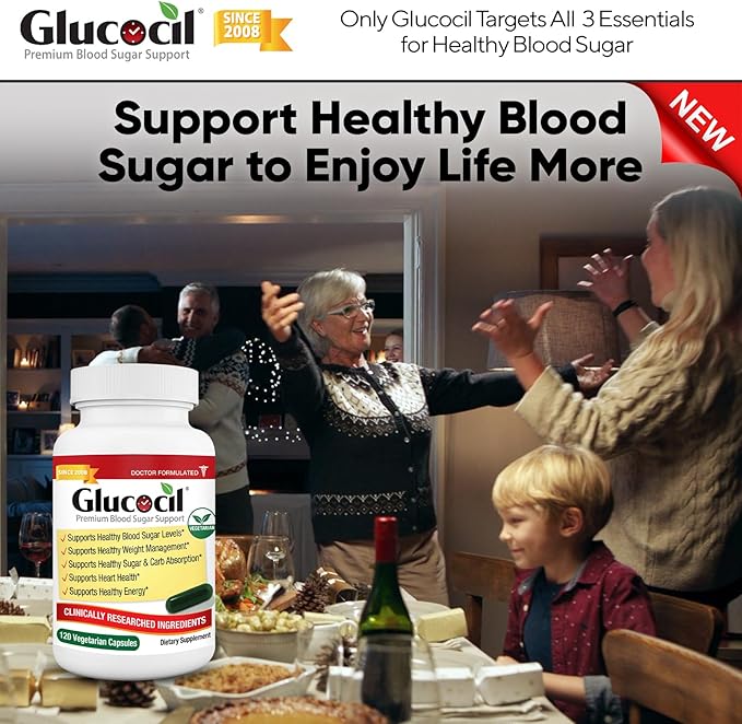 Glucocil – Vegetarian Capsules - Premium Blood Sugar Support - Supports the 3 Essentials for Healthy Blood Sugar - with Berberine, Proprietary Mulberry Leaf, and More