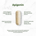 Apigenin, 100mg Per Serving, 240 Capsules – Raw Plant Extract from Chamomile Flower – Active Bioflavonoids & Antioxidants – Sleep & Relaxation Supplement – Non-GMO