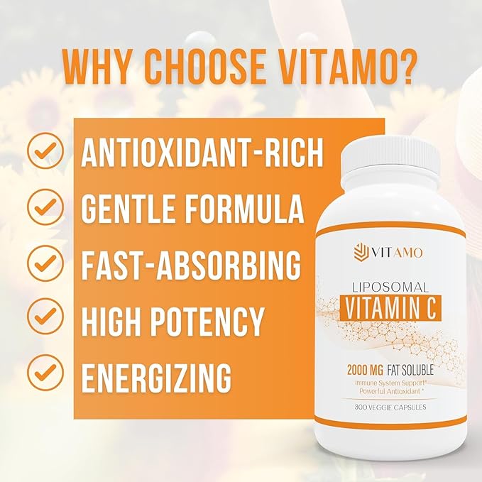 Liposomal Vitamin C 2000mg | Superior Delivery System | 300 Capsules Immune Support & Collagen Booster | High Absorption Ascorbic Acid, High Dose Vitamin c, Zero Soy, 100% Non–GMO