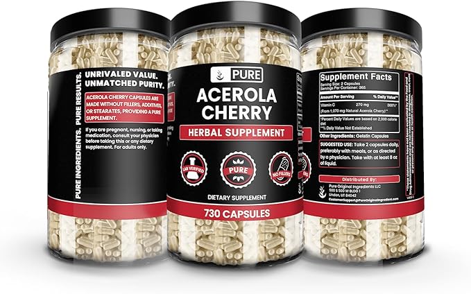 Pure Original Ingredients Acerola Cherry (730 Capsules) No Magnesium Or Rice Fillers, Always Pure, Lab Verified