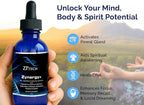 Zynergy Plus Colloidal Gold Liquid | All Natural, Pure Monoatomic 24k Food Grade Mineral Au & Indium | Ormus Gold Oil Supports Pineal Gland, Anti-Aging, Meditation, Yoga, Third Eye