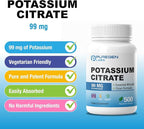 Puregen Labs Potassium Citrate 99 mg of Elemental Potassium Supplement | No Harmful Additives | Non-GMO, Gluten Free - 500 Vegetarian Capsules