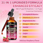 VivoNu Vitamin B Complex Liquid Drops, Vitamin B12 (6000 mcg), B6 B1, B2, B3, B5, and Methylfolate Support Energy, Raspberry Flavor, Natural Ingredient, Non GMO