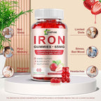 Iron Supplement Gummies for Women, Men & Kids, 65mg Iron & 250mg Vitamin C per Serving - Healthy Blood, Energy & Immune Support Iron Vitamin Gummy with Folate, 2 Pack