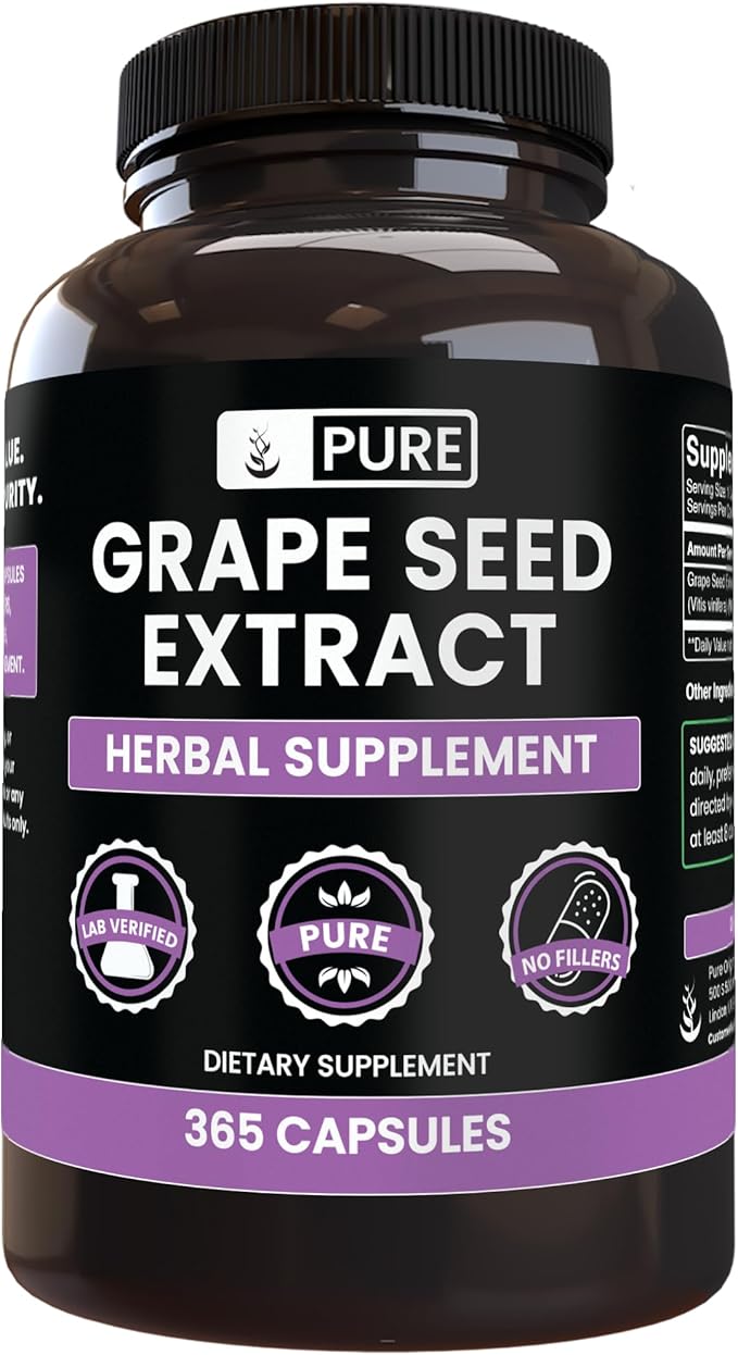 PURE ORIGINAL INGREDIENTS Grape Seed Extract (365 Capsules) No Magnesium Or Rice Fillers, Always Pure, Lab Verified