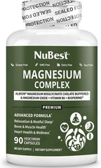 Magnesium Glycinate Chelate Complex with Albion Magnesium Bisglycinate Chelate, Vitamin B6 & BioPerine for Bone, Muscle, Natural Sleep, Nerve Function, Brain Booster | 3 Months Supply
