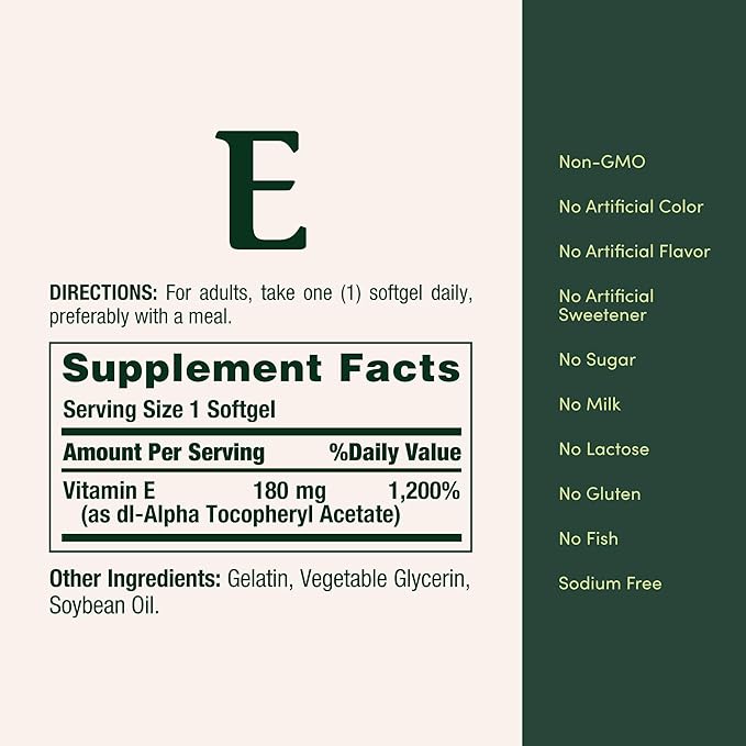 Nature's Bounty Vitamin E Pills and Supplement Softgels, Supports Antioxidant Health, 400iu, 120 Count