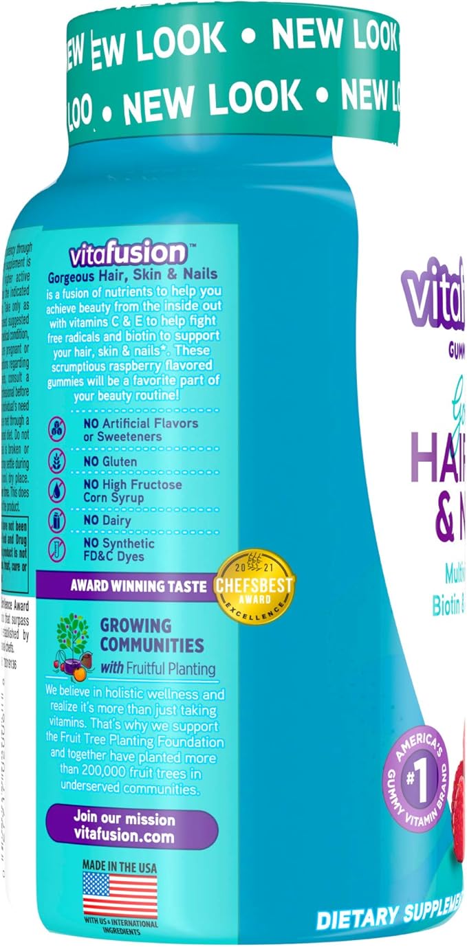 Vitafusion Gorgeous Hair/Skin & Nails Multivitamin Gummy Vitamins + Biotin & Antioxidant Vitamins C&E/Raspberry Flavor (45 Day Supply) America’s Number One Gummy Vitamin Brand, 135 Count (Pack of 2)