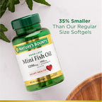 Nature's Bounty Mini Fish Oil Softgels 1290 mg, Omega-3, Supports Heart Health, Odor-Less, 90 Mini Coated Softgels - Pack of 2