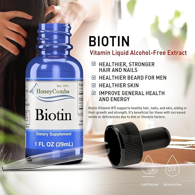 HoneyCombs Biotin Extract Alcohol Free (Liquid), 1 oz