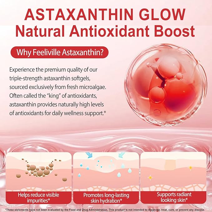 VOFANK Astaxanthin 12mg, Premium Astaxanthin Supplements with Antioxidant Activity, Supports Eye, Joint, Immune, Skin Health, Internal Circulation, Non-GMO & No Gluten 120 Softgels