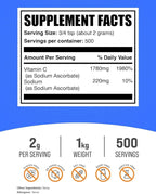 BulkSupplements.com Sodium Ascorbate Powder - for Immune Support, Sodium Ascorbate Vitamin C - Buffered Vitamin C, Gluten Free, 2g per Serving, 1kg (2.2 lbs) (Pack of 1)