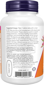 NOW Foods Supplements, Vitamin B-100, Sustained Release, Energy Production*, Nervous System Health*, 100 Tablets