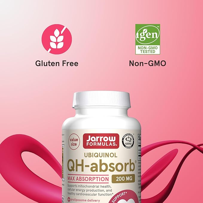 Jarrow Formulas QH-Absorb 200 mg - Active Antioxidant Form of Co-Q10 - Dietary Supplement - Supports Mitochondrial Energy Production & Cardiovascular Health - 90 Softgels