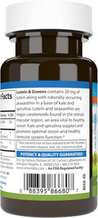 Carlson - Lutein & Greens, 20 mg, Vision Support & Eye Function, Antioxidant, 30 Vegetarian Capsules