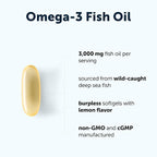 Micro Ingredients Omega 3 Fish Oil Supplements 3,000mg Per Serving, 120 Softgels | Lemon Flavored – Burpless | EPA 540mg + DHA 360mg | Deep Sea Fish