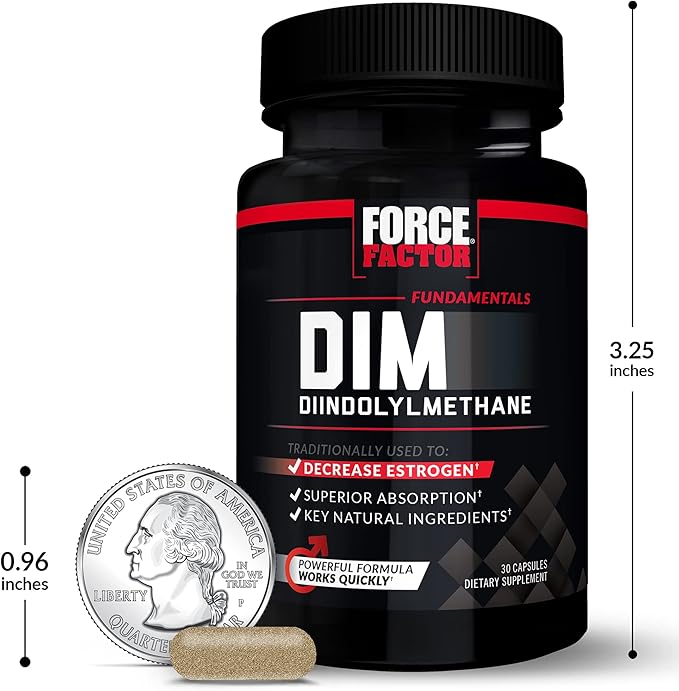 Force Factor DIM, 3-Pack, Pills to Decrease Estrogen in Men, Diindolylmethane Supplement with Key Natural Ingredients and Superior Absorption, Diindolylmethane 300mg, Works Fast, 90 Capsules
