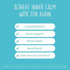 Zen Again Cortisol Manager with Ashwagandha KSM-66 | Cortisol Supplements for Women | 11-in-1 Complex | Natural Stress Support Supplement with L-Theanine, Rhodiola & Magnesium | Vegan, 60 Ct