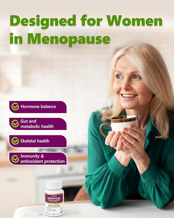 Menopause Supplements for Women 60 Billion with Akkermansia Probiotic & Prebiotic, Vitamin D & E for Hormone Balance, Metabolism, Gut Health, Hot Flashes - Non-GMO | 180 Caps