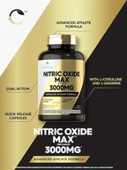 Carlyle Nitric Oxide Supplement 3000mg | 120 Capsules | with L-Arginine & L-Citrulline | for Men & Women | Pre & Post Workout | Non-GMO, Gluten Free