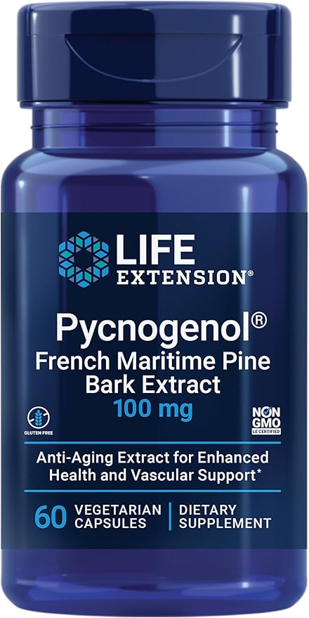 Life Extension Pycnogenol French Maritime Pine Bark & Gotu Kola Arterial Health Supplements - 60 & 30 Vegetarian Capsules