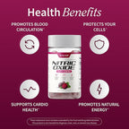 Snap Supplements Nitric Oxide Gummies - Beet Root Extract 300mg, Sugar Free Beetroot Supplement with Pomegranate Powder for Circulation & Natural Energy, 60 Vegan Gummies (2-Pack), Cherry Flavor