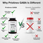 PRISTINE'S GABA 500mg Sleep Quality Support Supplement - 180 Day Supply - Calm Mind & Relaxation Sleep Support Capsules Glass Bottle