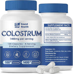 Colostrum Supplement 120 Capsules for Humans - Organic Bovine Colostrum Powder for Gut Health, Hair Growth, Beauty, and Immune Support - Unflavored (120 Capsules)