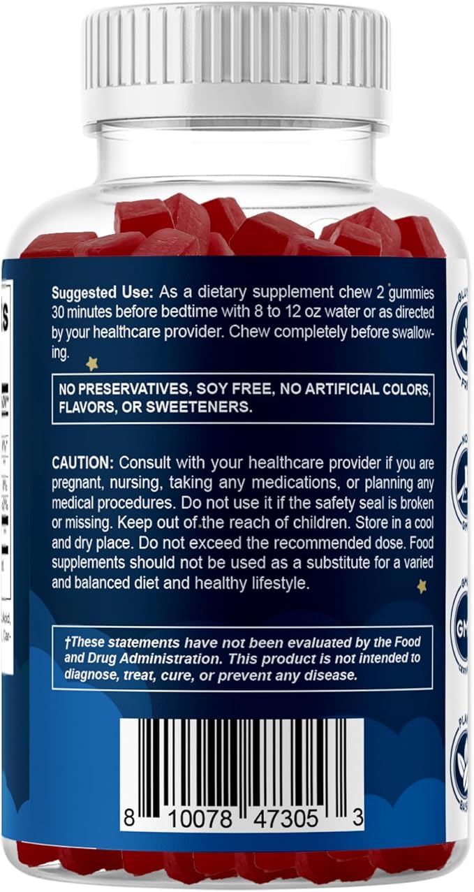 Vitamatic Sugar Free Melatonin 60 mg - 60 Vegetarian Gummies - Non-Habit Forming Supplement