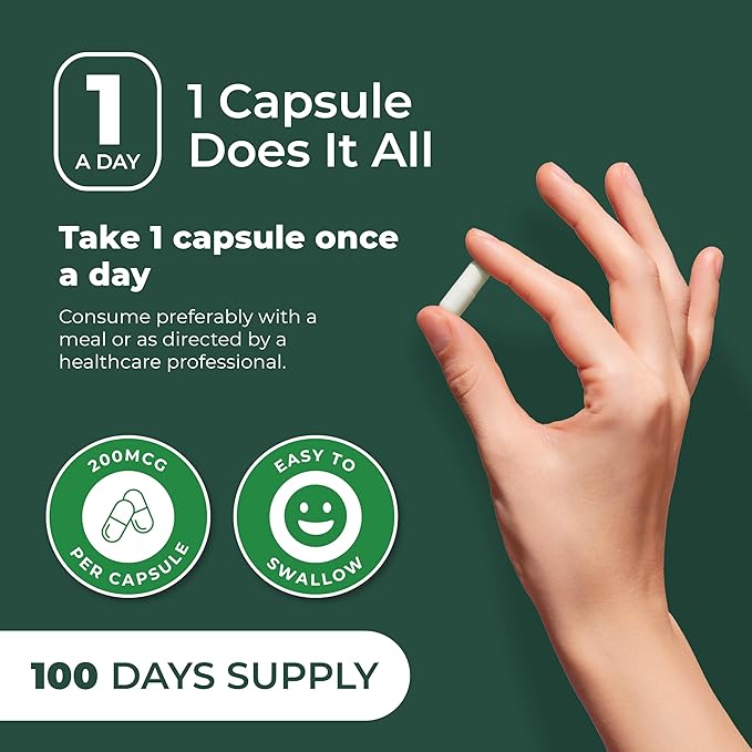 PurePremium Chromium Picolinate 200mcg - High Potency Chromium Supplements - Essential Mineral Health Support for Men/Women - Gluten-Free - 3 Months Supply - 100 Capsules