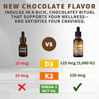 (2 Pack) Organic Vitamin D3 K2 Drops with MCT Oil Omega 3, 5000 IU, Maximum Strength Vitamin D Liquid, No Fillers, Non-GMO Liquid D3 for Faster Absorption and Immune Support (Chocolate, 2 Fl Oz)