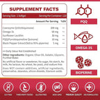 ZEBORA CoQ10-200mg-Softgels with PQQ, BioPerine & Omega-3, 120 Servings Coenzyme Q10(Ubiquinone) Supplement for High-Absorption, Powerful-Antioxidant, Support Heart & Energy-Production
