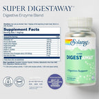 SOLARAY Super Digestaway Digestive Enzymes - Pancreatin, Papain, Ginger, Pepsin, Betaine HCl, Aloe Vera, and More - Digestion & Nutrient Absorption Support - Lab Verified - 90 VegCaps