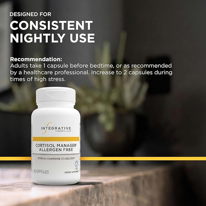 Integrative Therapeutics Cortisol Manager Allergen Free - Adrenal Health Support Supplement for Healthy Stress Response* - Vegan, Non-Dairy & Gluten-Free - 90 Capsules (45 Servings)