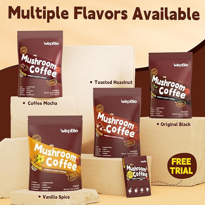 Mushroom Coffee Mocha 11 in 1 Adaptogenic Mushroom Blend with Ashwagandha KSM-66,Lions Mane,Reishi,Turkey Tail Instant Mushrooms Coffee for Boost Energy,Focus,Sugar-Free,30 Servings