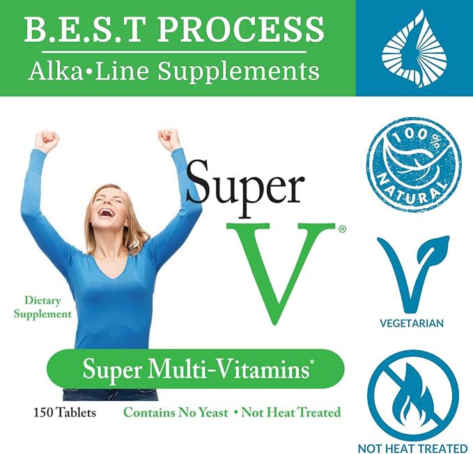 SuperV (3 Pack) Best Process AlkaIine — Energizing & Detoxifying Multivitamin — Vitamins & Minerals with Digestive Enzymes, Superfoods and Herbs