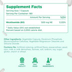 Vitamin B3 Nicotinamide 500mg - High Absorption Form of Vitamin B3 Niacin Flush Free for Hear Skin Brain and Energy Support - NAD Precursor - Made in a cGMP American Facility (360 Servings)
