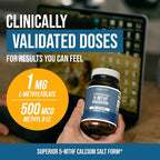L Methyl Folate 1000 mcg Plus Methyl B12 Cofactor – Active 5-MTHF Form - Supports Mood, Methylation, Cognition – Highly Bioavailable Bioactive Forms of Vitamin B9 & B12 (60 Capsules – 60 Servings)