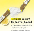 DONGKOOK Vita Pop 2,000mg Korean Vitamin C Powder Sugar Free Vitamin D & Biotin Powder Sticks, Lemon Drink Mix, Vitamin C Supplements Immune Support & Bioavailibity for Healthy Skin Non-GMO 30 Packets