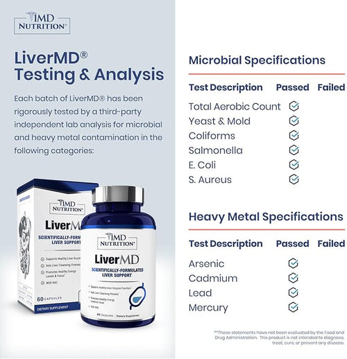 1MD Nutrition LiverMD - Liver Support Supplement | Siliphos Milk Thistle Extract & NAC - Supports Healthy Energy, Immunity & Overall Health - Liver Cleanse & Support | 60 Capsules