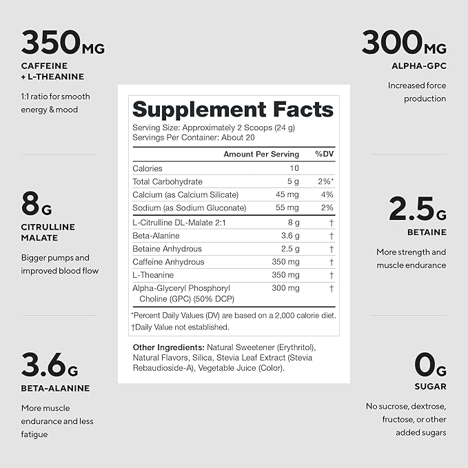LEGION Pulse Pre Workout - All Natural Nitric Oxide Preworkout Drink to Boost Energy, Creatine Free, Naturally Sweetened, Beta Alanine, Citrulline, Alpha GPC (Cotton Candy)