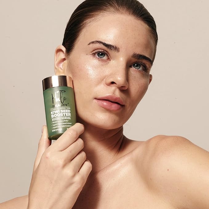Halo Beauty Kiwi Seed Booster Skin Supplement | Skin Brightening & Anti-Aging Hydration with Kiwi Seed, Vitamin C, D3, MSM & Zinc | Vegan Collagen Support Capsules | Made in USA | 1-Month Supply