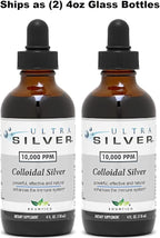 Ultra Silver® Colloidal Silver | 10,000 PPM, 8 Oz (236mL) | Ships as (2) 4 Ounce Glass Bottles | Mineral Supplement | True Colloidal Silver - with Dropper