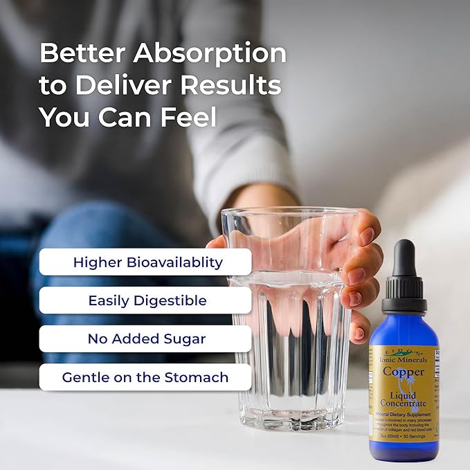 Eidon Ionic Minerals Copper - Copper Supplement, Liquid Concentrate, Mineral Dietary Supplement for Red Blood Cell Support & Healthy Skin - 2 Ounce Bottle