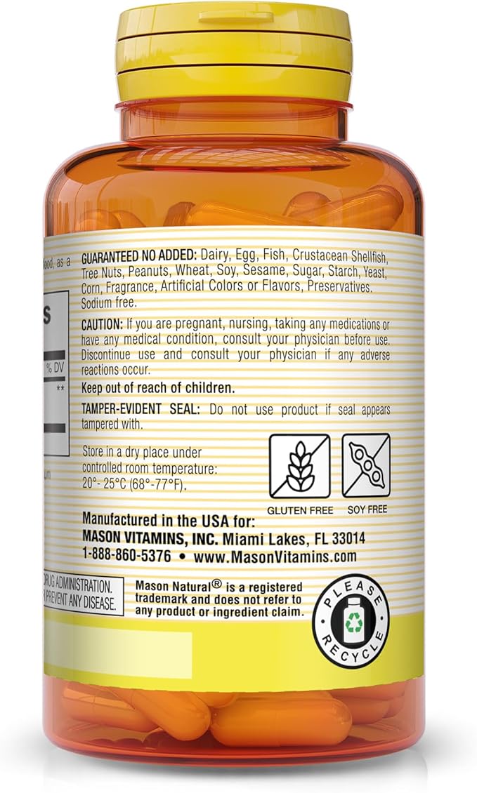 MASON NATURAL Milk Thistle 500 mg - Support Healthy Liver Function, Cleanse and Detox, Herbal Dietary Supplement, 60 Capsules