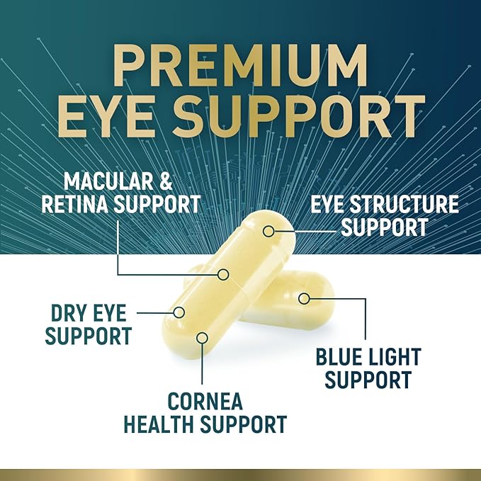 Eye Vitamins Supplements - 3x Strength Eye Health Vitamin with Lutein and Zeaxanthin - Vision Macular Health & Dry Eyes Support With Zinc, Vitamins C E & Minerals, Bottled in USA - 60 Capsules
