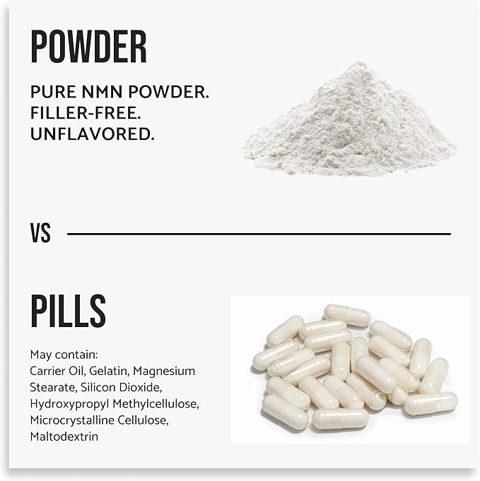 Pure NMN Powder Nicotinamide Mononucleotide Quick Dissolved NMN Supplement Powder 100% Unflavored NMN Supplement Supports NAD+ Levels Vegan Friendly Non-GMO, 50g