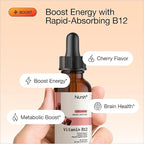 Nursh+ Boost Sublingual Vitamin B12 Liquid Drops – Extra Strength 5000 mcg Methylcobalamin for Energy Boost & Daily Wellness, Fast Absorbing, USDA Certified Organic & Vegan, 2 fl oz